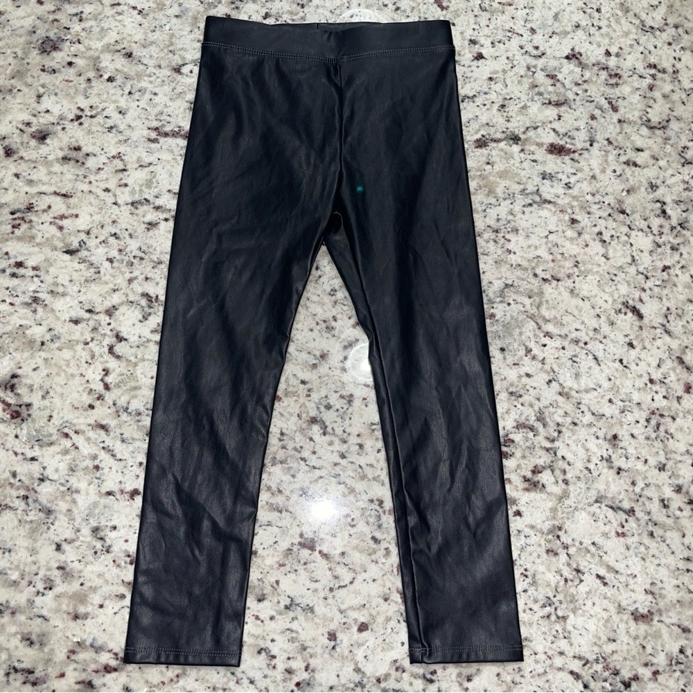 NWT Crewcuts Faux Leather Leggings Size 6 Black Skinny Girls Kids New